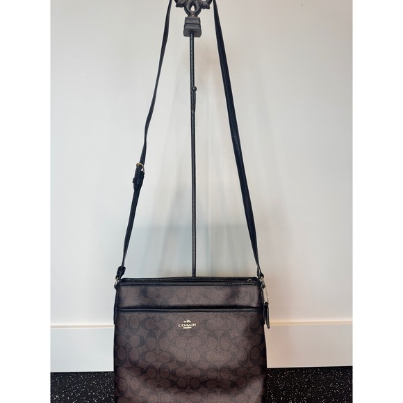 Coach Handbags - Coach Signature Brown Canvas Crossbody Bag Zip Top Classic Monogram